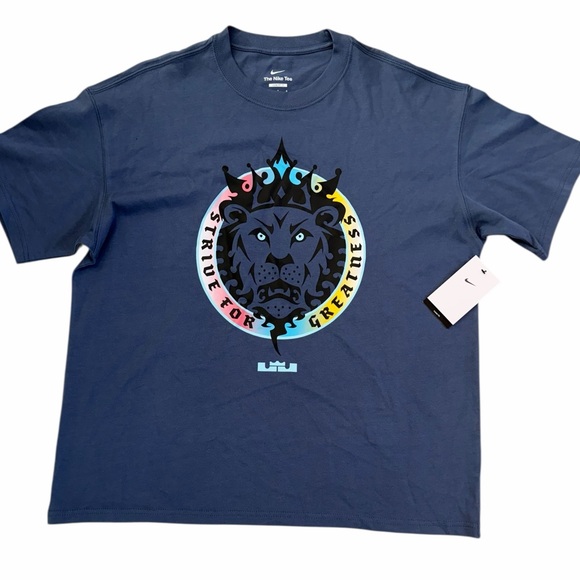 Nike Men's LeBron Max90 Strive Graphic T-Shirt Size L 100% Cotton Diffused Blue - Picture 2 of 7